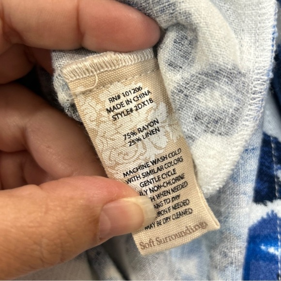 NWT Soft Surroundings Petalo Wide Leg Pants in Ikat Blue Size Small - Picture 10 of 11